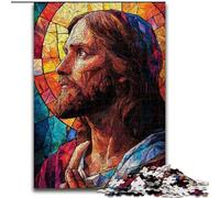 Jigsaw Puzzle 1000 Pieces Stained Glass Jesus Challenging Puzzles 26X38CM Perfect for Family Fun on Christmas, Thanksgiving, Birthdays & Easter