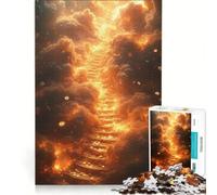 Jigsaw Puzzle 1000 Pieces Stairway to Heaven in Fiery Clouds, Practical Game, Difficult Hard, Unique Gifts for Birthday And Christmas 38x26cm