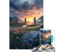 Jigsaw Puzzle 1000 Pieces Standing Stones at Sunset Challenging To Complete But Fun And Humorous Toy Wall Decor for And 14 Years And over (38x26cm)