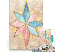 Jigsaw Puzzle 1000 Pieces Star Gold Glass Deco, Practical Game, Difficult Hard, Unique Gifts for Birthday And Christmas 50x75cm