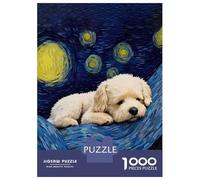 Jigsaw Puzzle 1000 Pieces Starry Night Dog Sleepy Jigsaws for Adults Brain Teaser Game Improve Memory Deal As Gifts for The Whole Family 52x38cm/1000pcs
