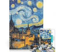 Jigsaw Puzzle 1000 Pieces Starry Night Edinburgh Castle Scotland Cityscape, Brain Teaser Game, Difficult Challenge, Gifts for Friends And Family 38x52cm