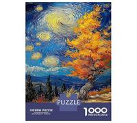 Jigsaw Puzzle 1000 Pieces Starry Night Landscape with Autumn Tree Puzzles for Adults Toy Wall Decor Hand Speed Race Deal As Gifts for The Whole Family 38x26cm/1000pcs