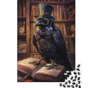 Jigsaw Puzzle 1000 Pieces Steampunk Raven Scholar Jigsaw 38x26cm/1000pcs Gift For Kids Stress Reliever Family Game DIY Cardboard