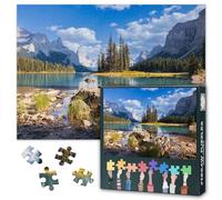 Jigsaw Puzzle 1000 Pieces Stunning Spirit Island at Maligne Lake Jasper National Park Canada Scenic Landscape Art Premium Paper Puzzle for Adults Relaxing Nature Themed Home Decor 27.5 x 19.7 Inches