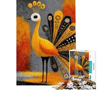 Jigsaw Puzzle 1000 Pieces Stylized Peacock Illustration with Abstract Background Jigsaw Puzzles for Adults Hand Speed Race Difficult And Challenge for Is Ideal As A Gifts (Size 50x75cm)