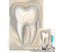 Jigsaw Puzzle 1000 Pieces Subtle Beige Tooth Design, Brain Teaser Game, Difficult Challenge, Gifts for Friends And Family 38x26cm