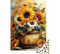 Jigsaw Puzzle 1000 Pieces Sunflower Bouquet Art Jigsaw 38x26cm/1000pcs Gift For Kids Challenging Creative Educational Games DIY Cardboard