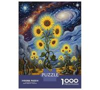 Jigsaw Puzzle 1000 Pieces Sunflower Field Under Starry Night Sky Puzzles for Adults Toy Wall Decor Hand Speed Race Deal As Gifts for The Whole Family 52x38cm/1000pcs
