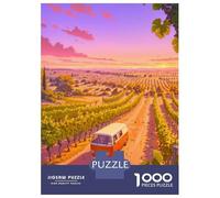 Jigsaw Puzzle 1000 Pieces Sunset Vineyard Van Jigsaws for Adults Brain Teaser Game Improve Memory Deal As Gifts for The Whole Family 70x50cm/1000pcs