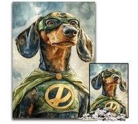 Jigsaw Puzzle 1000 Pieces Superman Dachshund Wooden Jigsaw Puzzles for Birthdays, Holidays, Best for Christmas 50X75CM