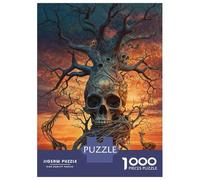 Jigsaw Puzzle 1000 Pieces Surreal Tree Roots Skull Jigsaws for Adults Brain Teaser Game Improve Memory Deal As Gifts for The Whole Family 52x38cm/1000pcs