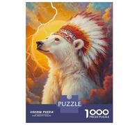 Jigsaw Puzzle 1000 Pieces Thunder Bear Majesty -2 Puzzles for Adults Toy Wall Decor Hand Speed Race Deal As Gifts for The Whole Family 38x26cm/1000pcs