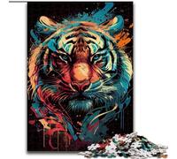 Jigsaw Puzzle 1000 Pieces Tiger Face Made of Wood, Making It A Great Gift for Family Fun 50x75cm for Home Decor, Ideal Christmas & New Year Gift for Teenagers