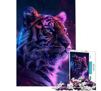 Jigsaw Puzzle 1000 Pieces Tiger Space Animal Brain Intelligence Challenge Addictive Toys Impossible Game Stress Reliever Gifts Ideas (Size 38x26cm)