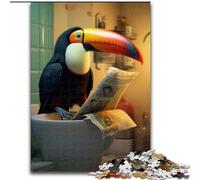 Jigsaw Puzzle 1000 Pieces Toucan Reading Newspaper Made of Wood, Making It A Great Gift for Family Fun 50x75cm for Home Decor, Ideal Christmas & New Year Gift for Teenagers