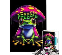 Jigsaw Puzzle 1000 Pieces Trippy Frog ﹨u Mushroom Help The Brain Exercise Home Decoration Anti-Stress Toys Suitable for Ages 14 And Up (38x26cm)