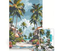 Jigsaw Puzzle 1000 Pieces Tropical Beach Paradise, Brain Teaser Game, Birthday Present, with Fully Interlocking Randomly Shaped Pieces 38x52cm