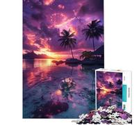 Jigsaw Puzzle 1000 Pieces Tropical Sunset Bliss Help The Brain Exercise Home Decoration Anti-Stress Toys Suitable for Ages 14 And Up (38x26cm)