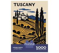 Jigsaw Puzzle 1000 Pieces Tuscany Landscape Illustration Jigsaws for Adults Brain Teaser Game Improve Memory Deal As Gifts for The Whole Family 70x50cm/1000pcs
