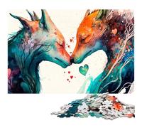 Jigsaw Puzzle 1000 Pieces Two Wolve Love Puzzles for Adults Relax & Challenge Colorful Home Decor Art for Friends 1000 PCS(38x26cm)