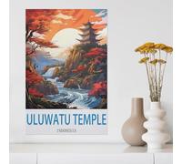 Jigsaw Puzzle 1000 Pieces,Uluwatu Indonesia Temple Vintage Travel Poster,paper Children Toys Decompression Game(50x70cm)-E41