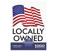 Jigsaw Puzzle 1000 Pieces US FLAG LOCALLY OWNED Adult Jigsaw Puzzle Brain Teaser Game Staycation Kill Time Deal As Gifts for The Whole Family 70x50cm/1000pcs