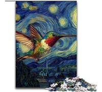 Jigsaw Puzzle 1000 Pieces Van Gogh Night Sky Hummingbird Made of Wood, Interactive Family Game, Suitable for Ages 14+ size 50X75CM Brain Teaser Game for Teenagers, Perfect