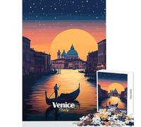 Jigsaw Puzzle 1000 Pieces Venice Sunset Gondola Jigsaw Puzzles for Adults Hand Speed Race Difficult And Challenge for Is Ideal As A Gifts (38x52cm)