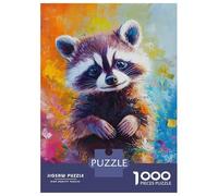 Jigsaw Puzzle 1000 Pieces Vibrant Raccoon Art -1 Puzzles for Adults Toy Wall Decor Hand Speed Race Deal As Gifts for The Whole Family 38x26cm/1000pcs