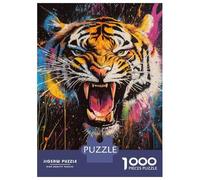 Jigsaw Puzzle 1000 Pieces Vibrant Tiger Roar -2 Puzzles for Adults Toy Wall Decor Hand Speed Race Deal As Gifts for The Whole Family 38x26cm/1000pcs
