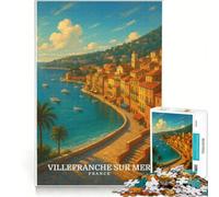Jigsaw Puzzle 1000 Pieces Villefranche-sur-Mer France, Educational Games, Decompressing Intellectual, Suitable for Desktop Decoration 38x52cm