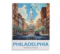 Jigsaw Puzzle 1000 Pieces,Vintage Travel Poster Philadelphia Pennsylvania,Wood Children Toys Decompression Game(75x50cm)-D61