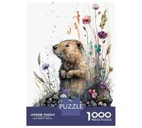 Jigsaw Puzzle 1000 Pieces Watercolor Beaver Adult Jigsaw Puzzle Brain Teaser Game Staycation Kill Time Deal As Gifts for The Whole Family 38x26cm/1000pcs