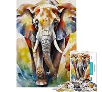 Jigsaw Puzzle 1000 Pieces WatercolorPainted Elephant Jigsaws for Adults Relax Games Analysis And Logic Deal As Gifts for The Whole Family (Size 38x52cm)