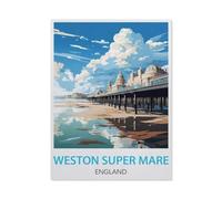 Jigsaw Puzzle 1000 Pieces，Weston Super Mare England Vintage Travel Poster，Wood Adult Toys Decompression Game38x52cm-BD3