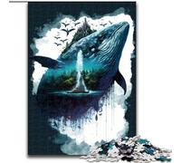 Jigsaw Puzzle 1000 Pieces Whale in The Trees Made of Wood, Fun Activity for at Home 50x75cm Family Fun Craft, Perfect for Birthdays, Holidays