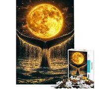 Jigsaw Puzzle 1000 Pieces Whale Tail And Full Moon Jigsaws for Adults Relax Games Analysis And Logic Deal As Gifts for The Whole Family (Size 38x52cm)