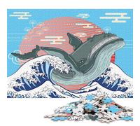 Jigsaw Puzzle 1000 Pieces Whale with Japanese Style Roosevelt Gulgowski Square Puzzles for Adults And Paper Puzzles Home Decoration Puzzle Toys 38x26cm/1000pcs