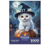 Jigsaw Puzzle 1000 Pieces Whiskered Witch on Pumpkin -3 Puzzles for Adults Toy Wall Decor Hand Speed Race Deal As Gifts for The Whole Family 38x26cm/1000pcs