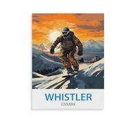 Jigsaw Puzzle 1000 Pieces，Whistler Canada Vintage Travel Posters Ski，Paper Adult Toys Decompression Game-V265-26x38cm