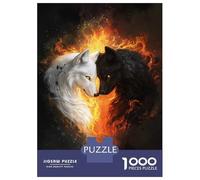 Jigsaw Puzzle 1000 Pieces White And Black Wolves in Flames Jigsaws for Adults Brain Teaser Game Improve Memory Deal As Gifts for The Whole Family 70x50cm/1000pcs