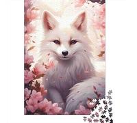 Jigsaw Puzzle 1000 Pieces White Fox in Blossoms Jigsaw 52x38cm/1000pcs Toy for Adults And Kids Challenging Creative Family Game DIY Cardboard