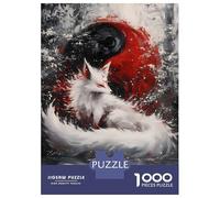 Jigsaw Puzzle 1000 Pieces White Fox Yin Yang Jigsaws for Adults Brain Teaser Game Improve Memory Deal As Gifts for The Whole Family 52x38cm/1000pcs