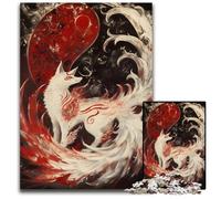 Jigsaw Puzzle 1000 Pieces White Fox Yin Yang paper Puzzles Challenging Brain Teaser Family Activity Home Decor 1000 PCS(38x26cm)