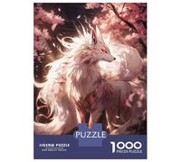 Jigsaw Puzzle 1000 Pieces White Sakura Kitsune Jigsaws for Adults Brain Teaser Game Improve Memory Deal As Gifts for The Whole Family 70x50cm/1000pcs