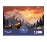 Jigsaw Puzzle 1000 Pieces Winter Landscape with Deer Adult Jigsaw Puzzle Brain Teaser Game Staycation Kill Time Deal As Gifts for The Whole Family 38x26cm/1000pcs