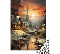 Jigsaw Puzzle 1000 Pieces Winter Village Sunset Jigsaw 52x38cm/1000pcs Gift For Kids Stress Reliever Educational Games DIY Cardboard