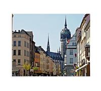 Jigsaw Puzzle 1000 Pieces，Wittenberg, View from the Old Town Hall (Altes Rathaus) through Coswiger Straße to the Castle Church，wooden Adult Toys Decompression Game（75x50cm）-AW63