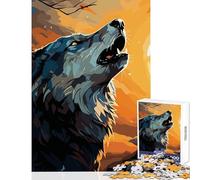 Jigsaw Puzzle 1000 Pieces Wolf Howling Sunset Forest Adult Jigsaw Puzzles Difficult Challenge Wishlist with Santa Claus Gifts for Friends And Family (38x52cm)